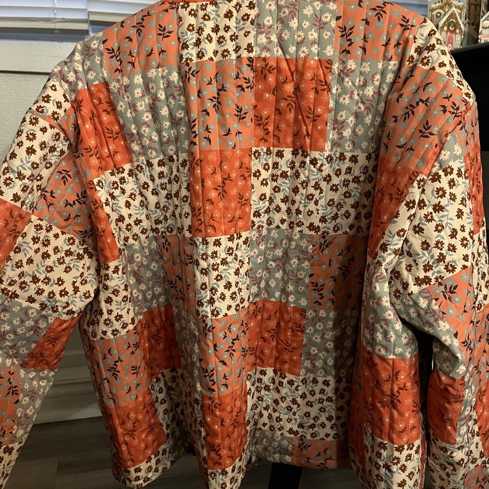 Lulu's Patchwork Floral Jacket - Orange and Cream - image 4